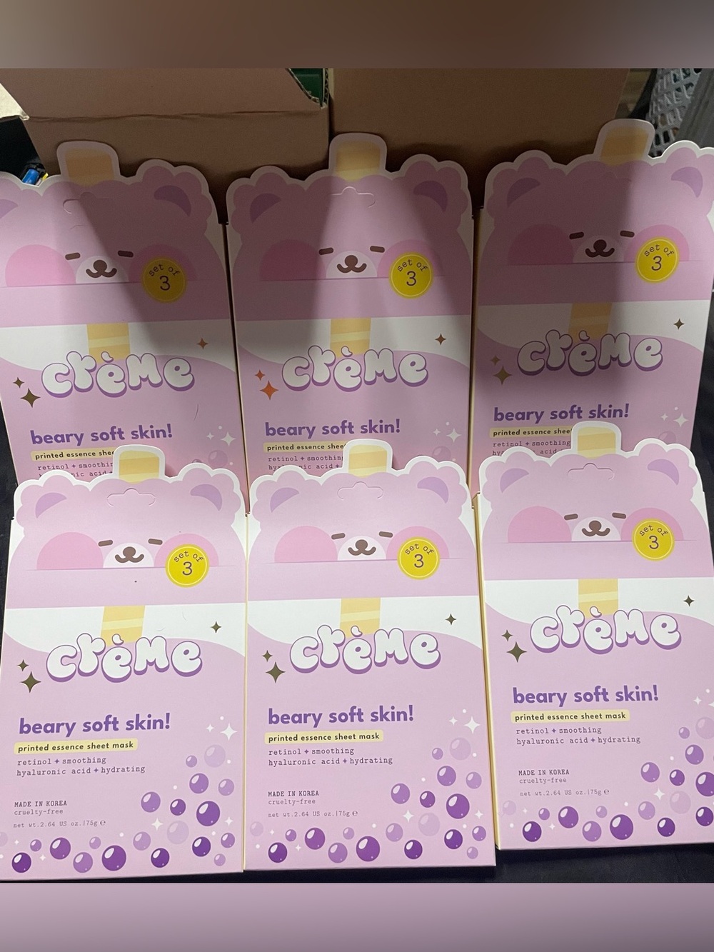 Crème Beary Soft Skin Pink Printed Sheet Mask - Hydrating Essence one box